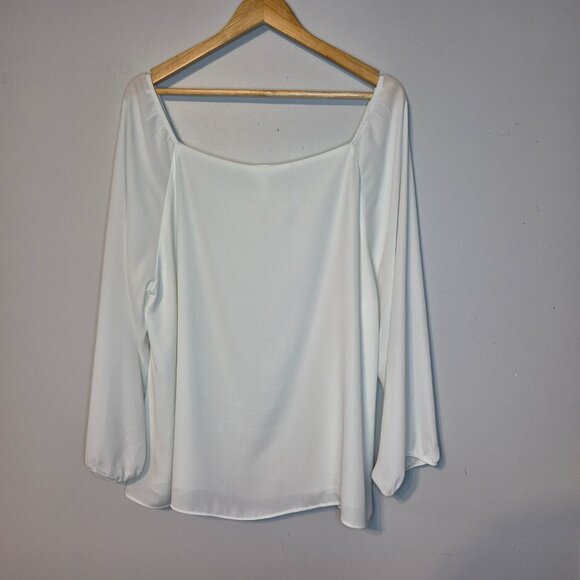 Addition Elle Off White Chiffon Blouse Size 2X - Picture 6 of 8